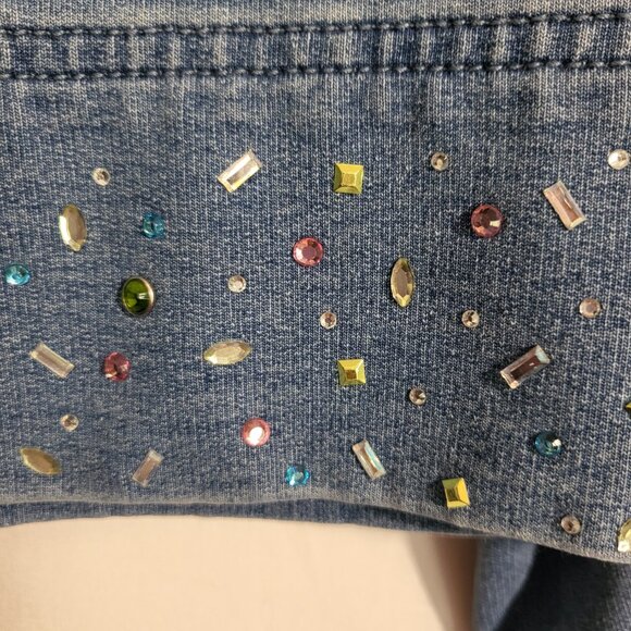 Dream Jeannes by Quacker Factory Woman's Pull On Capris Size Large Light Blue - Picture 7 of 14